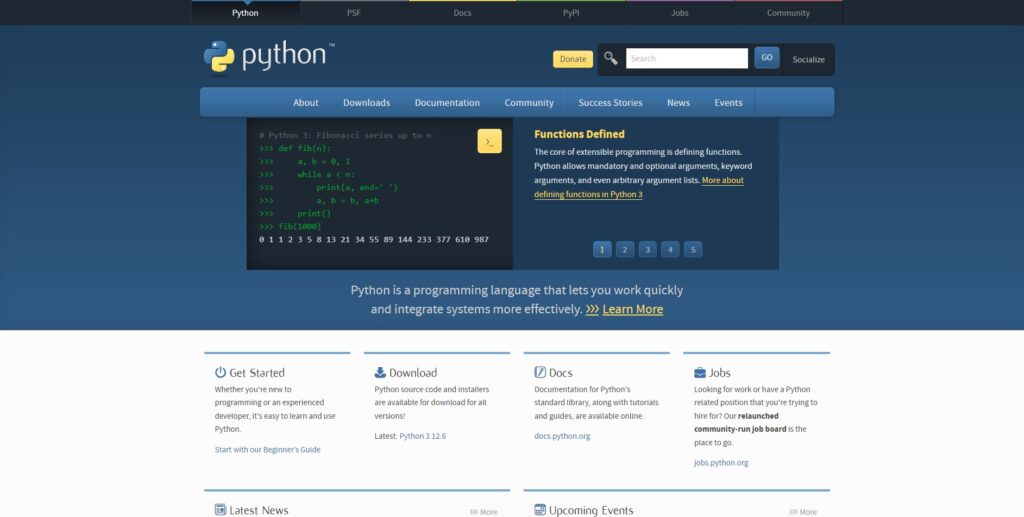 khóa học lập trình cho trẻ em tại python.org