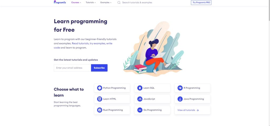 khóa học python miễn phí tại programiz