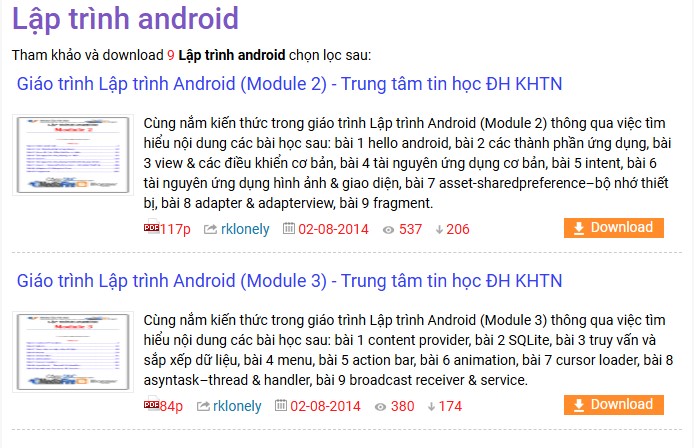 khóa học lập trình android miễn phí 2
