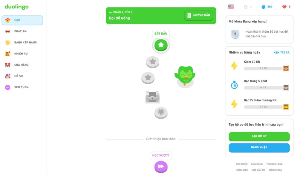 Phần Mềm Học Tiếng Anh Miễn Phí - Duolingo

