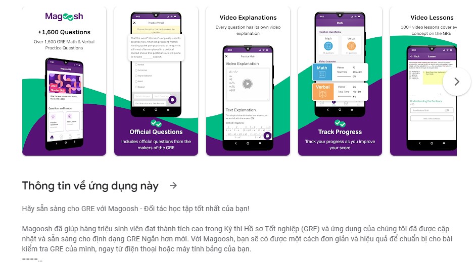 ứng dụng học từ vựng tiếng anh Magoosh