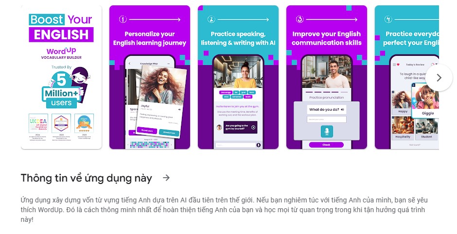 ứng dụng học từ vựng tiếng anh wordup