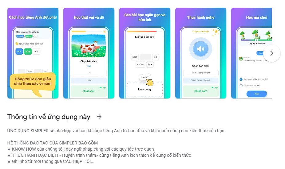 ứng dụng học từ vựng tiếng anh simpler