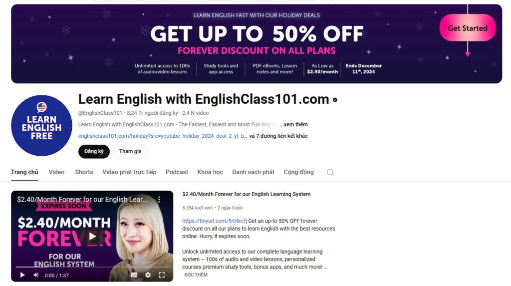 luyện nghe tiếng anh EnglishClass101
