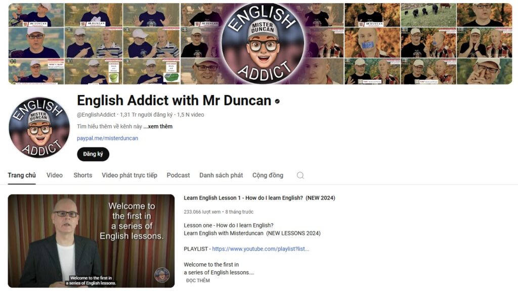 luyện nghe tiếng anh English Addict with Mr. Duncan
